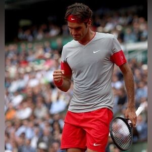 Nike RF Roger Federer RF Crew 2014 French Open Tennis Dri-Fit Top Large